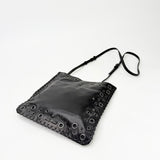 MIU MIU BLK LMBSKIN & GROMMET CROSSBODY BAG  - BLuxe Boutique