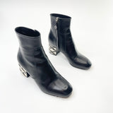 LOUIS VUITTON SILVER LIGHT BLK LEA BOOTS SZ 34.5