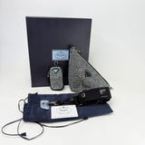 PRADA TRIANGLE CROSSBODY IN CRYSTAL & BLK SATIN