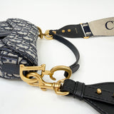 CHRISTIAN DIOR BLUE OBLIQUE JACQUARD MINI SADDLE + GUITAR STRAP - BLuxe Boutique