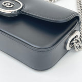 GUCCI PETITE GG MINI TOP HANDLE FLAP IN BLK SMOOTH LEA & SHW