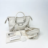 BALENCIAGA LE CITY IN WHT GOATSKIN LEA & SHW
