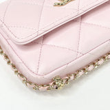 CHANEL MINI CLUTCH ON CHAIN IN LT PINK LAMBSKIN LEA & LIGHT GHW