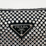 PRADA TRIANGLE CROSSBODY IN CRYSTAL & BLK SATIN