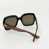 GUCCI SQUARE BLK & SPARKLE WEB ACETATE  SUNGLASSES