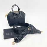 GIVENCHY MINI ANTIGONA IN 4G BLK EMBROIDERED CANVAS