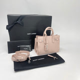 SAINT LAURENT MARBLE PINK PEBBLED SUPPLE LEA SAC DE JOUR 2 WAY TOTE