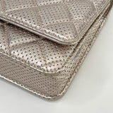 CHANEL CHAMPAGNE IRIDESCENT PERFORATED LEA CLASSIC WOC W GHW