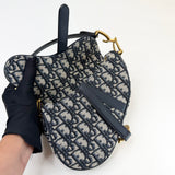 CHRISTIAN DIOR BLUE OBLIQUE JACQUARD MINI SADDLE + GUITAR STRAP - BLuxe Boutique