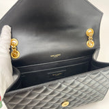 SAINT LAURENT ENVELOPE IN BLK QUILTED MATELASSE LMSKN LEA & GHW
