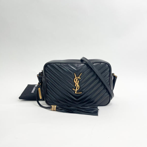 SAINT LAURENT LOU BLK LEA W GHW CAMERA CROSSBODY