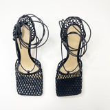 BOTTEGA VENETA BLK MESH LACE SANDALS sz 39