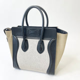 CELINE MICRO LUGGAGE IN TRI COLOR BLK CLF LEA GREEN SUEDE & CANVAS