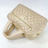 CHANEL COCO COCOON CHAMPAGNE/ BEIGE LAMBSKIN QUILTED LEATHER BOSTON BOWLING BAG