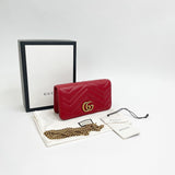 GUCCI MARMONT MINI RED LEA FLAP CROSSBODY/ BELT BAG