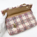 CHANEL VERTICAL LOCK FLAP IN PINK TWEED & MATTE GHW