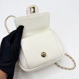 CHANEL DAY CAMERA CASE CROSSBODY IN WHT CAVIAR LEA & LT GHW