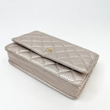 CHANEL CHAMPAGNE IRIDESCENT PERFORATED LEA CLASSIC WOC W GHW