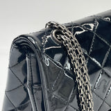 CHANEL 227 REISSUE BLK PATENT & RUTHENIUM HE DOUBLE FLAP BAG