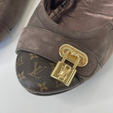 LOUIS VUITTON LUCKY LOCK BRN IRRIDESCENT LEA BALLERINA FLATS sz 37.5