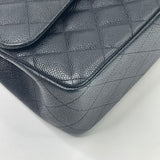 CHANEL BLK CAVIAR LEA LARGE DOUBLE FLAP SHW