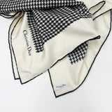 CHRISTIAN DIOR HOUNDSTOOTH SILK SQUARE SCARF