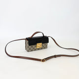 GUCCI SUPREME CANVAS & BLK LEA PADLOCK MINI TOP HANDLE CROSSBODY