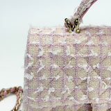 CHANEL PINK TWEED MINI TOP HANDLE BAG