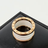 BVLGARI B.ZERO1 RING IN 18K ROSE GOLD & WHT ENAMEL