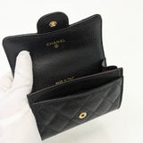 CHANEL CLASSIC FLAP CARD HOLDER/ WALLET IN BLK CAVIAR LEA W GHW - BLuxe Boutique