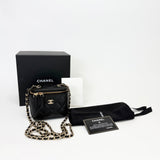 CHANEL MINI SQUARE VANITY CROSSBODY IN BLK CAVIAR LEA & LIGHT GHW