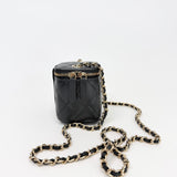CHANEL MINI SQUARE VANITY CROSSBODY IN BLK CAVIAR LEA & LIGHT GHW