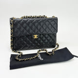 CHANEL SINGLE FLAP JUMBO IN BLK CAVIAR LEA & GHW - BLuxe Boutique