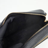 CHRISTIAN DIOR CARO DOUBLE POUCH CAMERA CROSSBODY IN BLK GRAINED CLFSKN & GHW - BLuxe Boutique