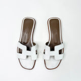 HERMES ORAN BLANC ( WHT ) BOX CALF LEA SANDALS sz 35