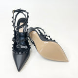 VALENTINO ROCKSTUD NOIR/BLK MATTE LEA PUMPS sz 39