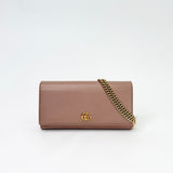 GUCCI MARMONT PINK POUDRE LEA CHAIN WALLET