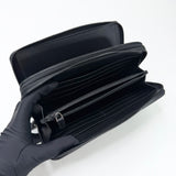 PRADA BLK SAFFIANO LEA DOUBLE ZIP ORGANIZER CLUTCH