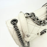 CHANEL PERFECT EDGE FLAP BAG IN AGED WHITE CALFSKIN LEA & RUTHENIUM HW
