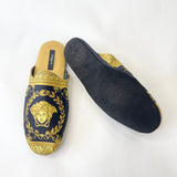 VERSACE I HEART BAROQUE BLK/ GOLD SLIPPERS 
