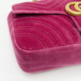 GUCCI MEDIUM MARMONT FLAP BAG IN FUCHSIA VELVET & GHW - BLuxe Boutique