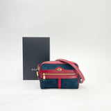 GUCCI OPHIDIA MINI CROSSBODY IN NAVY SUEDE