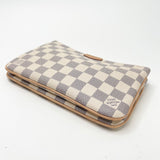 LOUIS VUITTON DOUBLE ZIP POCHETTE IN DAMIER AZUR & GHW