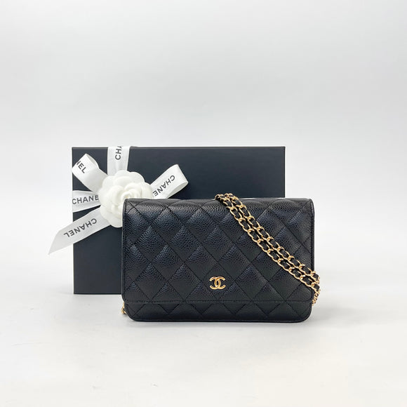 CHANEL CLASSIC WOC IN BLK CAV LEA & GHW