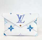 LOUIS VUITTON 2023 RESORT COLLECTION LARGE BLUE KIRIGAMI POUCH/ CLUTCH