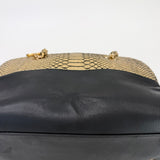 CHANEL IRRIDESCENT GOLD PYTHON & BLK CALF LEA BOWLER BAG