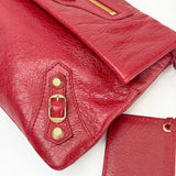 BALENCIAGA LE CITY CLUTCH ON STRAP IN RED ARENA LMBSKIN LEA & GHW
