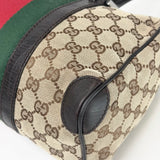 GUCCI BRN LEA & GG CAVAS BOSTON SHOULDER TOTE
