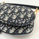 CHRISTIAN DIOR BLUE OBLIQUE JACQUARD MINI SADDLE + GUITAR STRAP - BLuxe Boutique