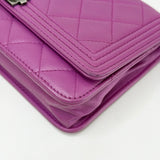 CHANEL BOY WOC IN PURPLE LAMB LEA & RUTHENIUM HW
